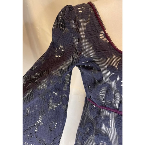 Free People womens Lace Boho Dress Cover Up Size Small zipper blue beach flare - Picture 6 of 10